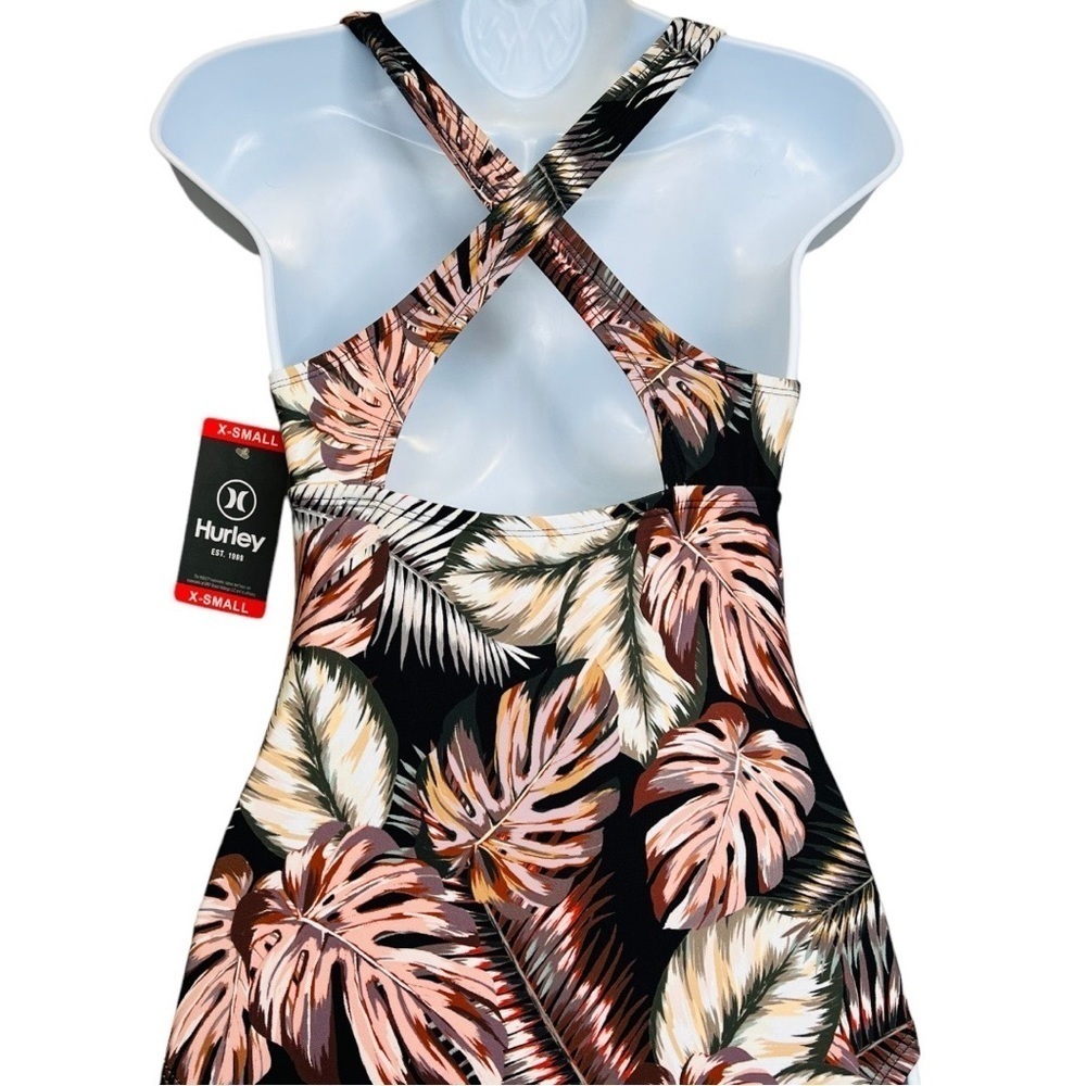 Hurley | One Piece Palm Tree Print Cross Back Swimsuit Sz XS - Picture 6 of 10